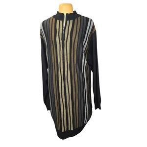 Steve Harvey Celebrity Edition Mens 4XLT Quarter ZIp Sweater Striped Tall Career